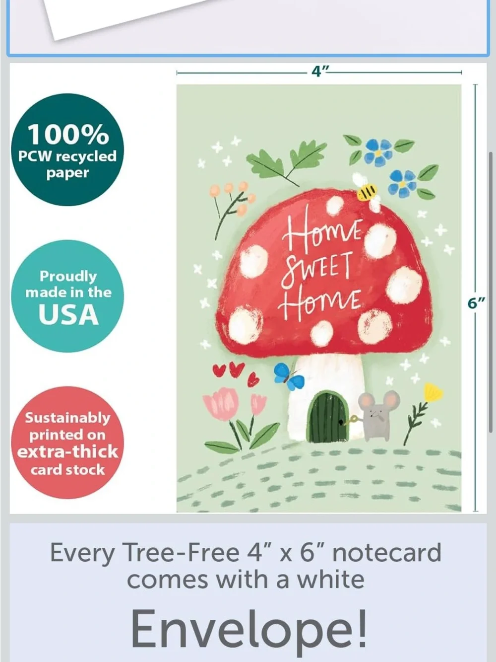 Tree-Free Greetings New Home Housewarming Greeting Card, Mushroom House